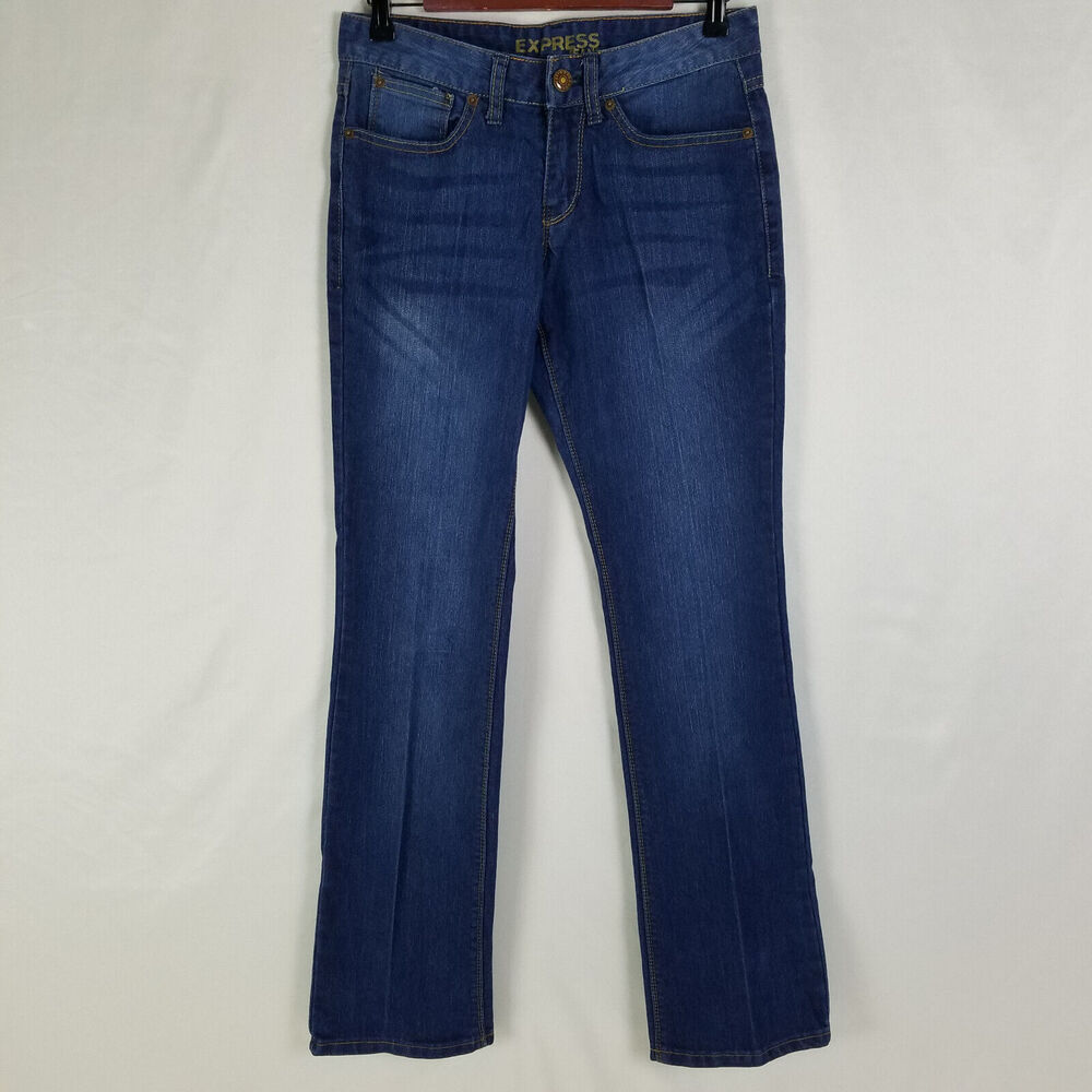 Express Jeans Womens 4‎ Blue Low Rise Straight Leg Dark Wash Denim W30 x L30.5